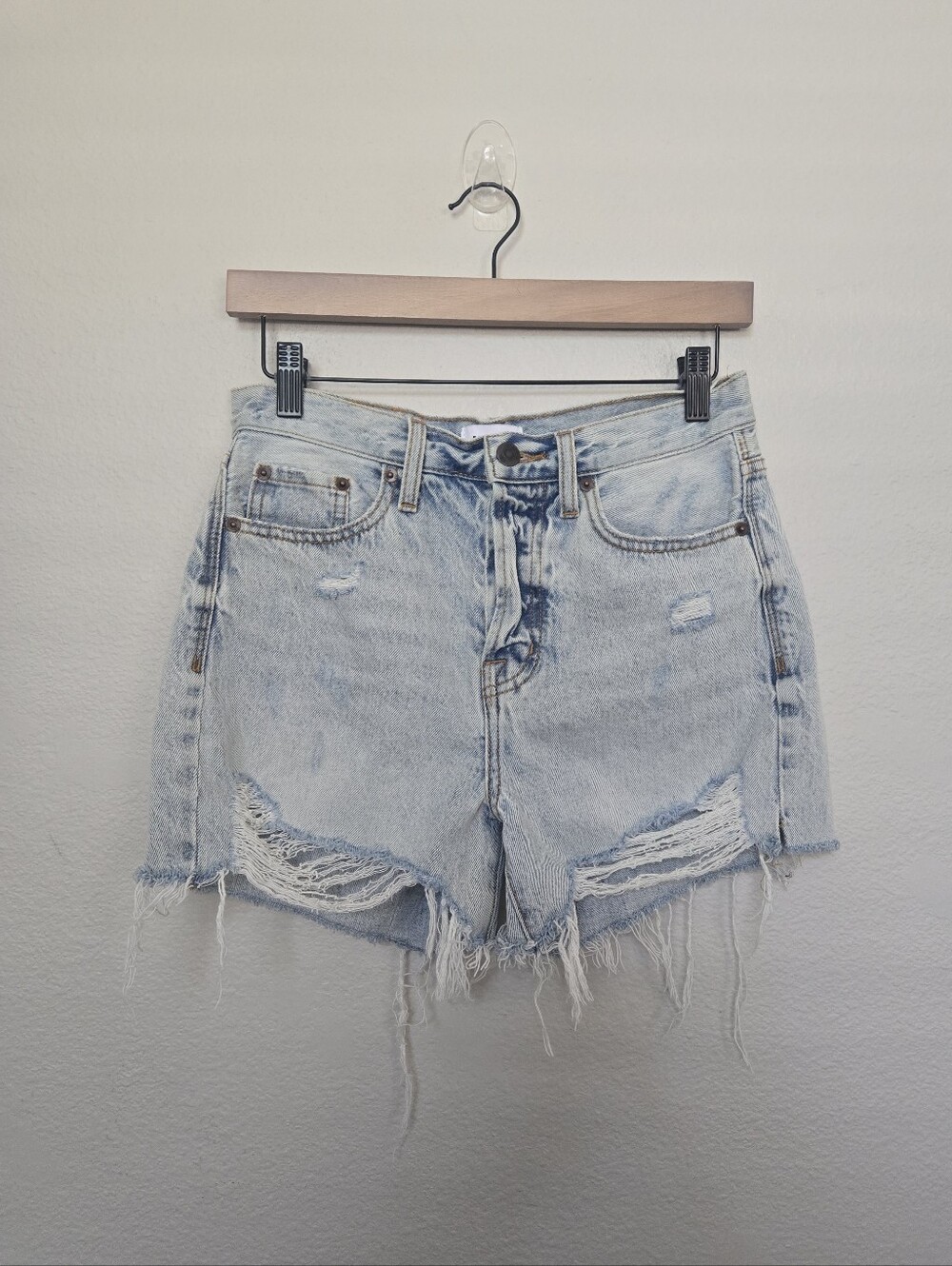 Pistola Distressed Light Wash Denim Shorts Size 25 - Picture 2 of 14